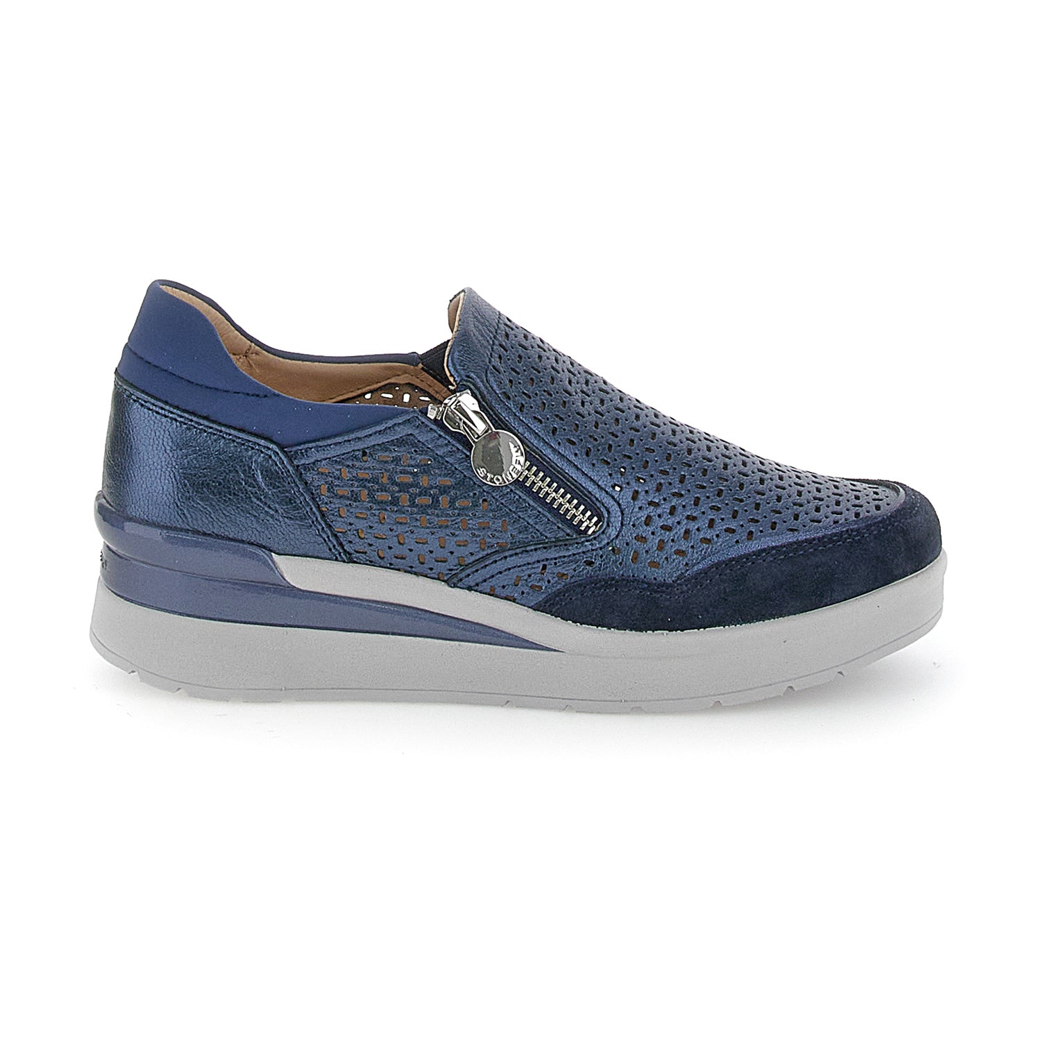 DONNA SLIP ON SHOES CREAM 50 BLU SCURO 220735 100 01