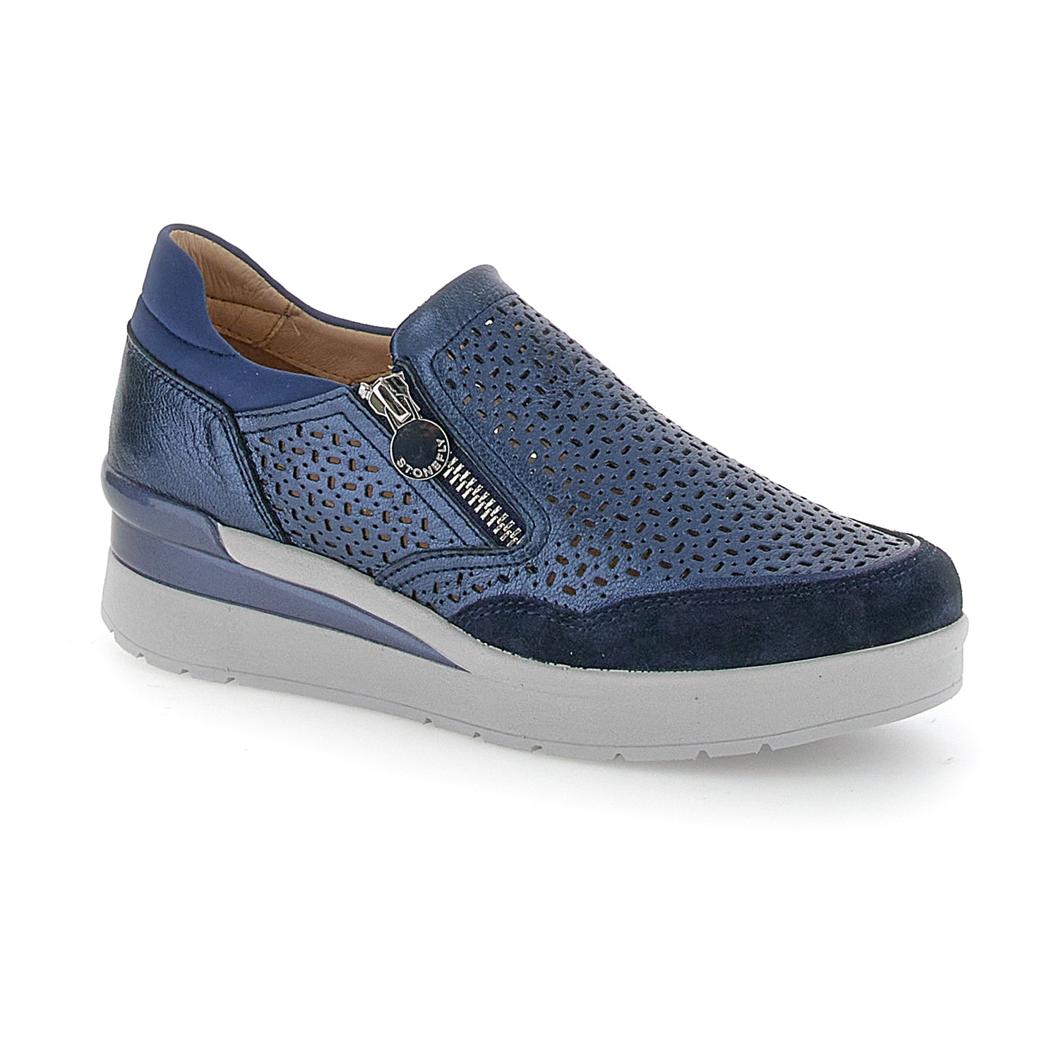 DONNA SLIP ON SHOES CREAM 50 BLU SCURO 220735 100 02