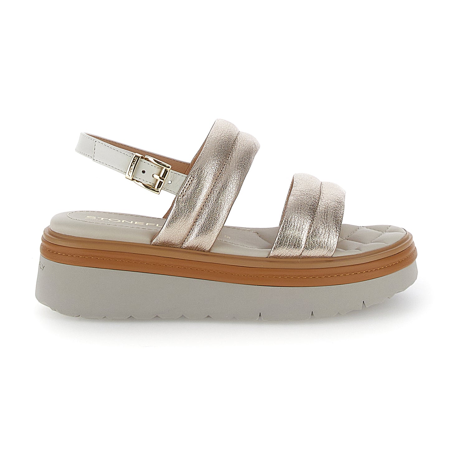 DONNA SANDALI CON ZEPPA SOLES 2 ORO 220971 AT4 01