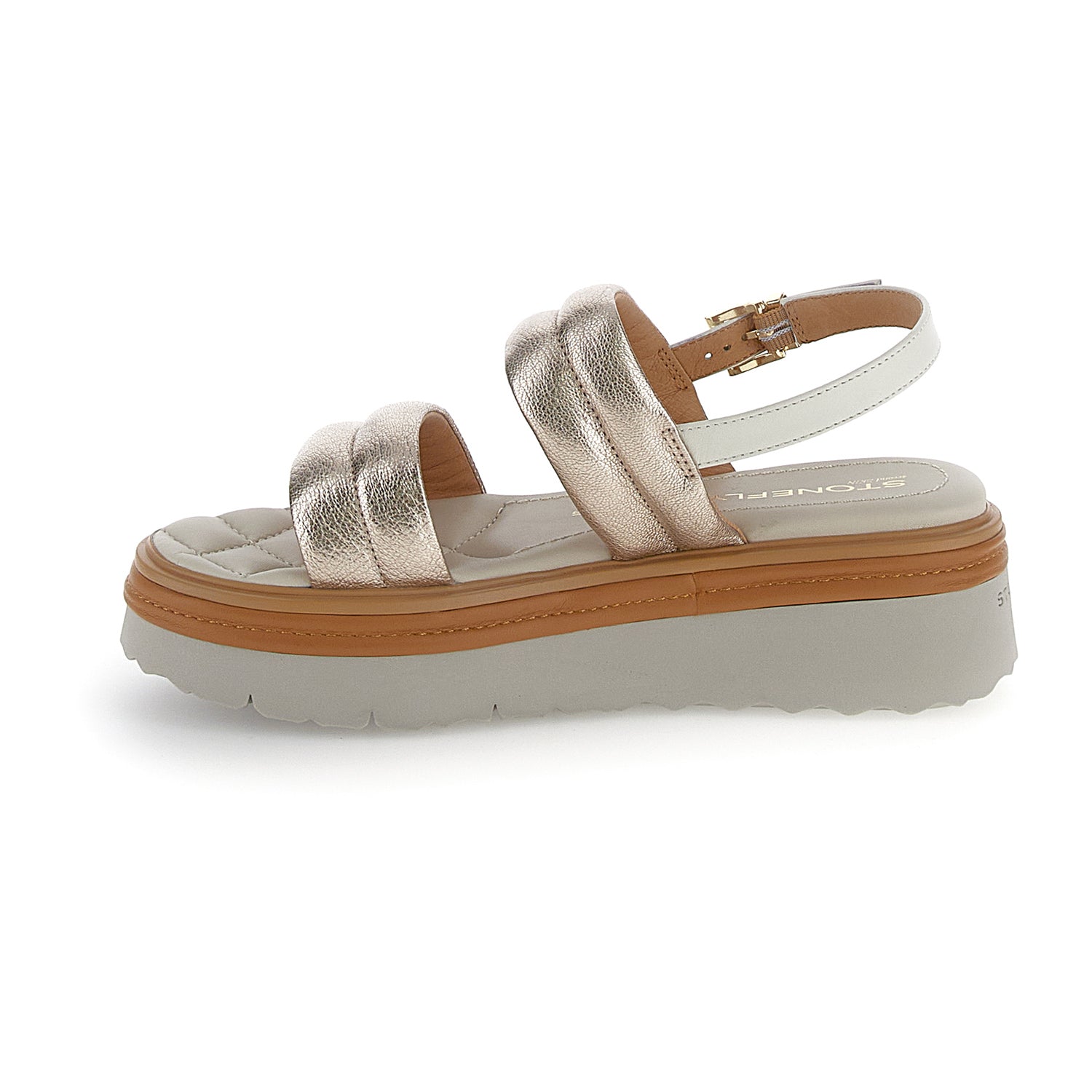 DONNA SANDALI CON ZEPPA SOLES 2 ORO 220971 AT4 03