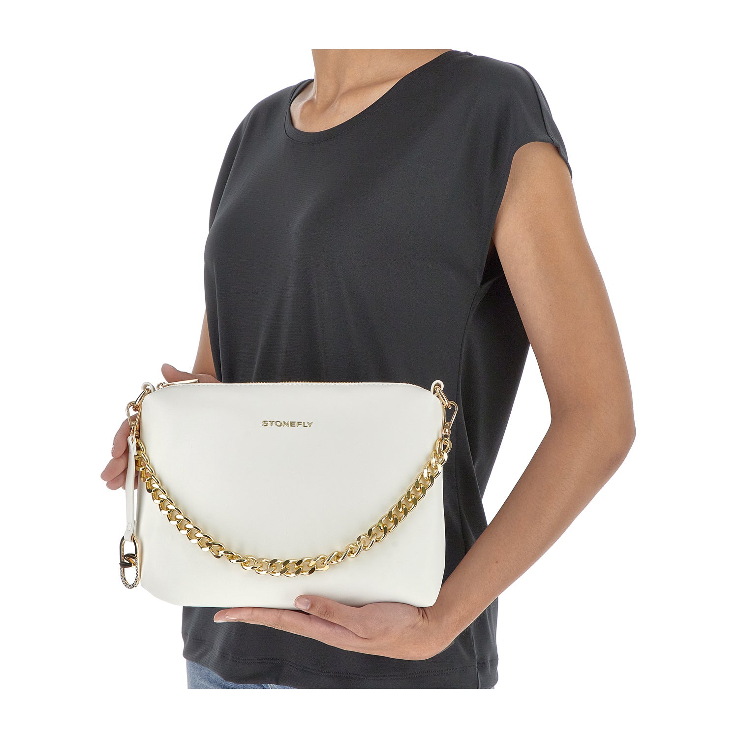 DONNA SACCA FLYGRAIN POUCH BAG BIANCO 221293 0F1 11