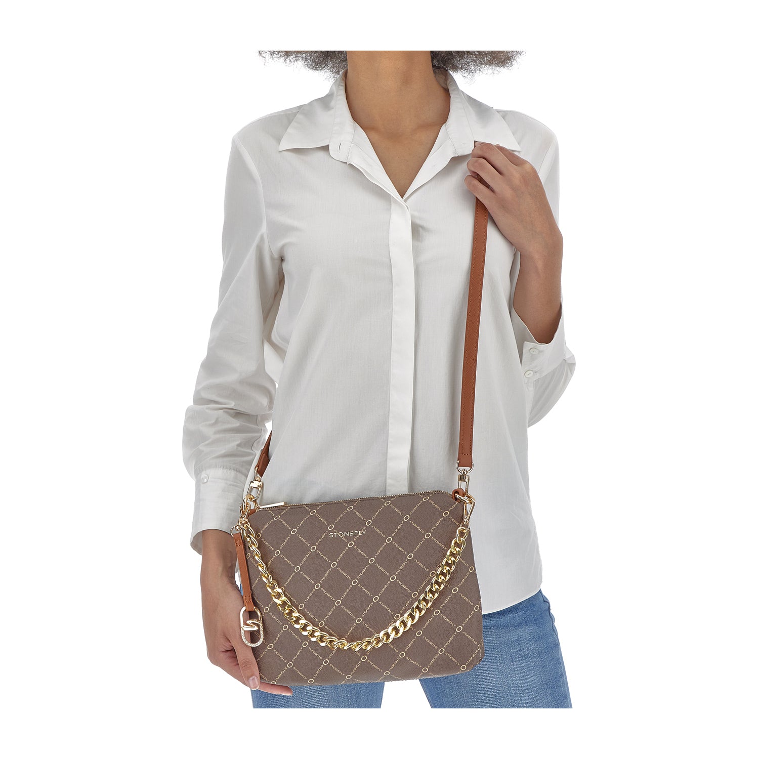 DONNA SACCA FLYSIGN POUCH BAG MARRONE 221310 M29 11