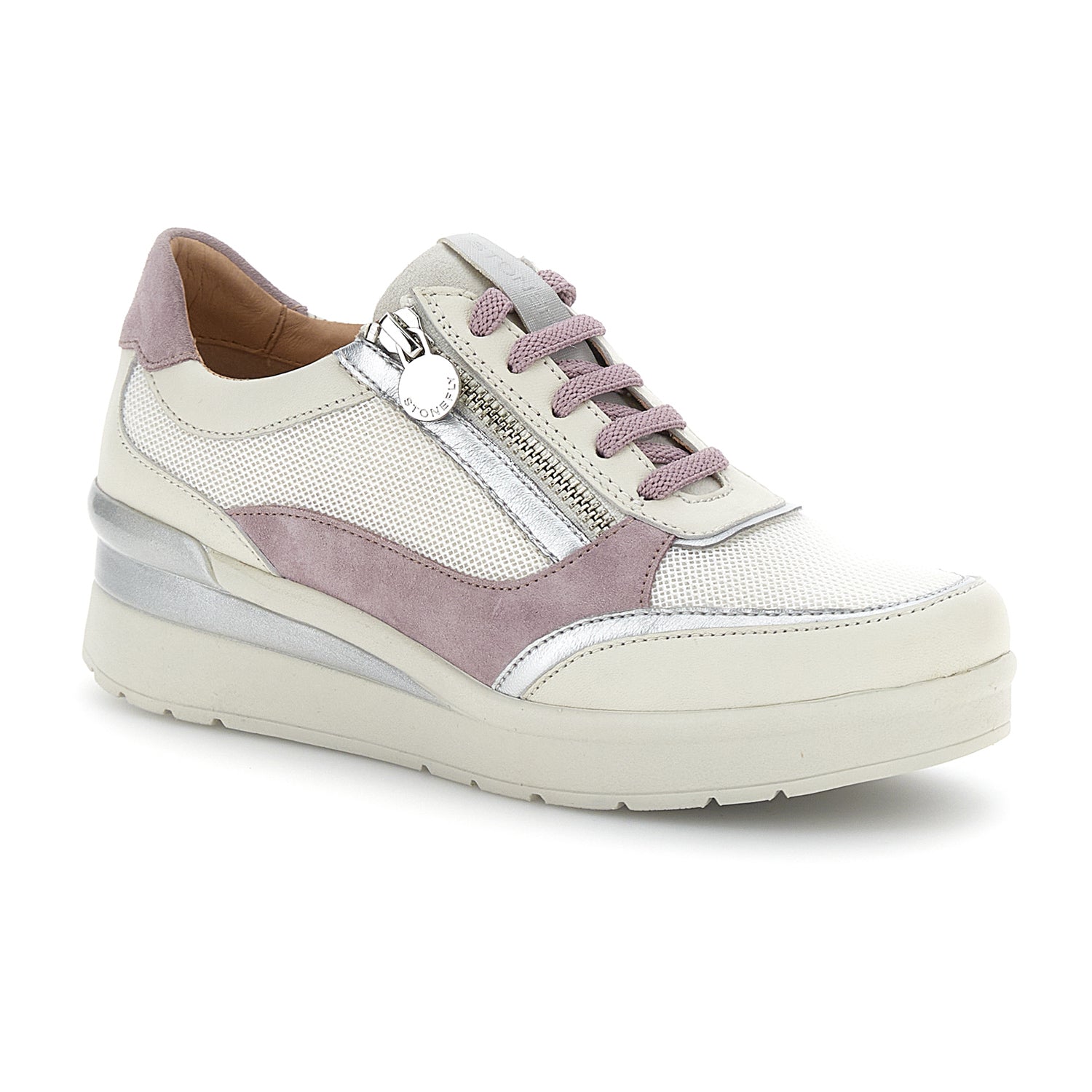 DONNA SCARPE ALLACCIATE CREAM 52 GRIGIO CHIARO 221420 7OH 02