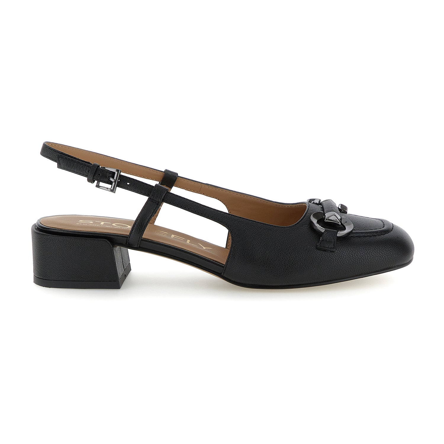 BIANCA DI Slingback a punta in nappa con fibbia metallica avio . Donna