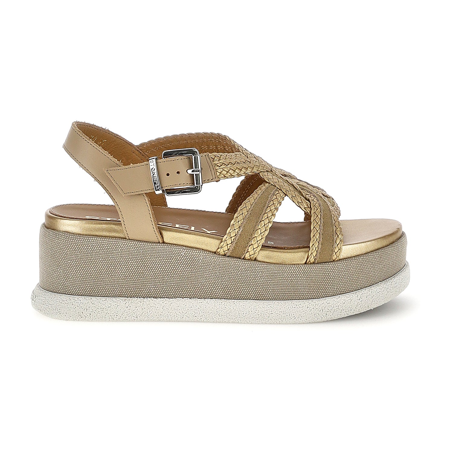 DONNA SANDALI CON ZEPPA ARIANNA 3 ORO 223736 ELM 01