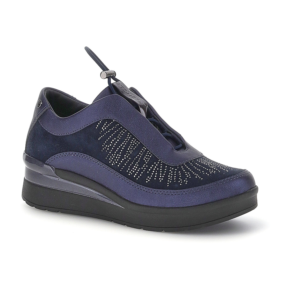 DONNA SCARPE SLIP ON CREAM 70 BLU SCURO 224215 C97 02